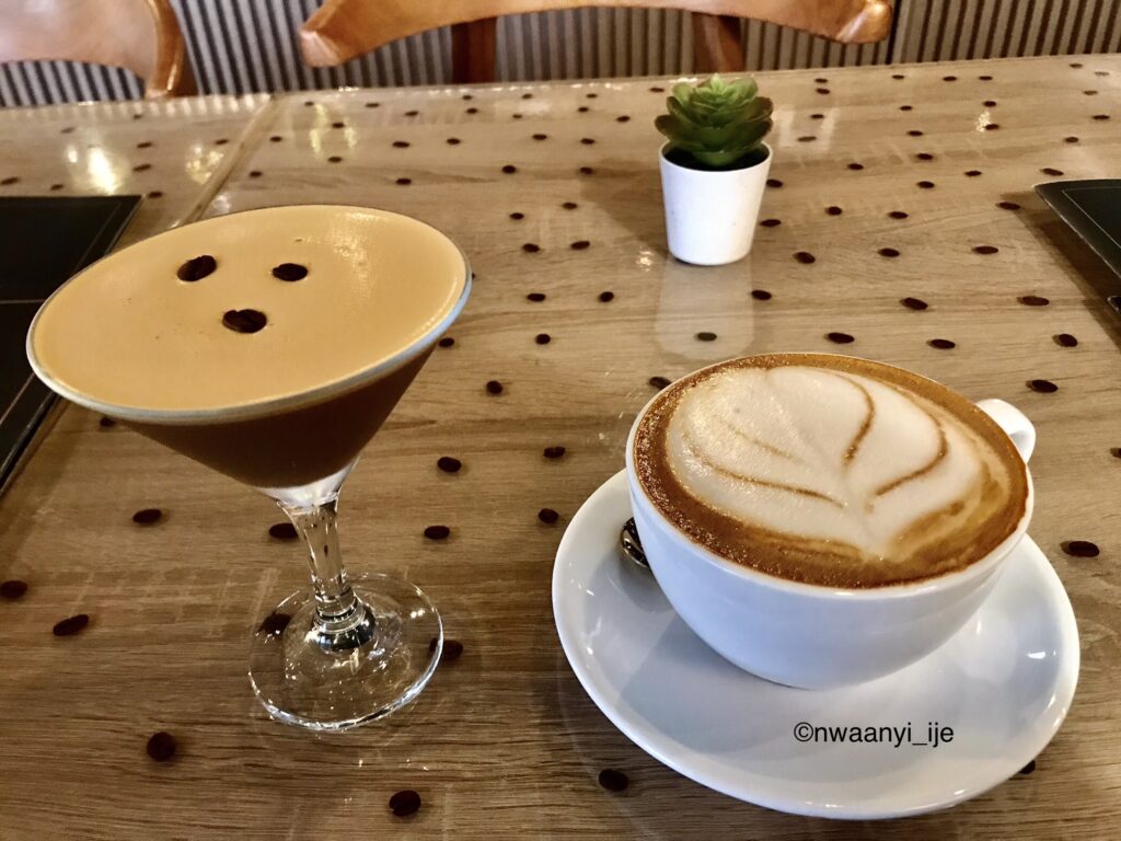 Flat White Martini (left) & Soy Vanilla Latte (right)