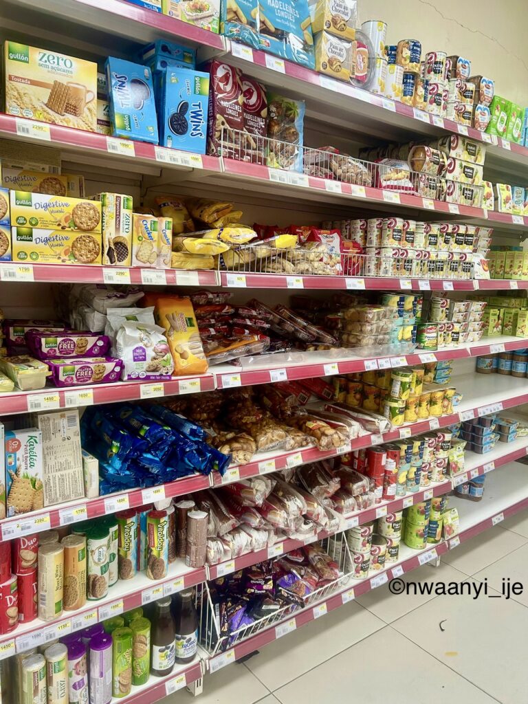 Shelves of a supermarket in Dakar