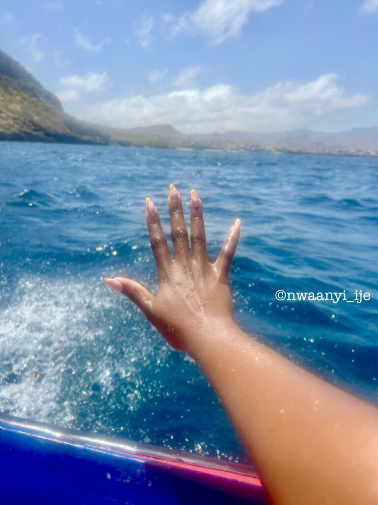 Hand over the ocean